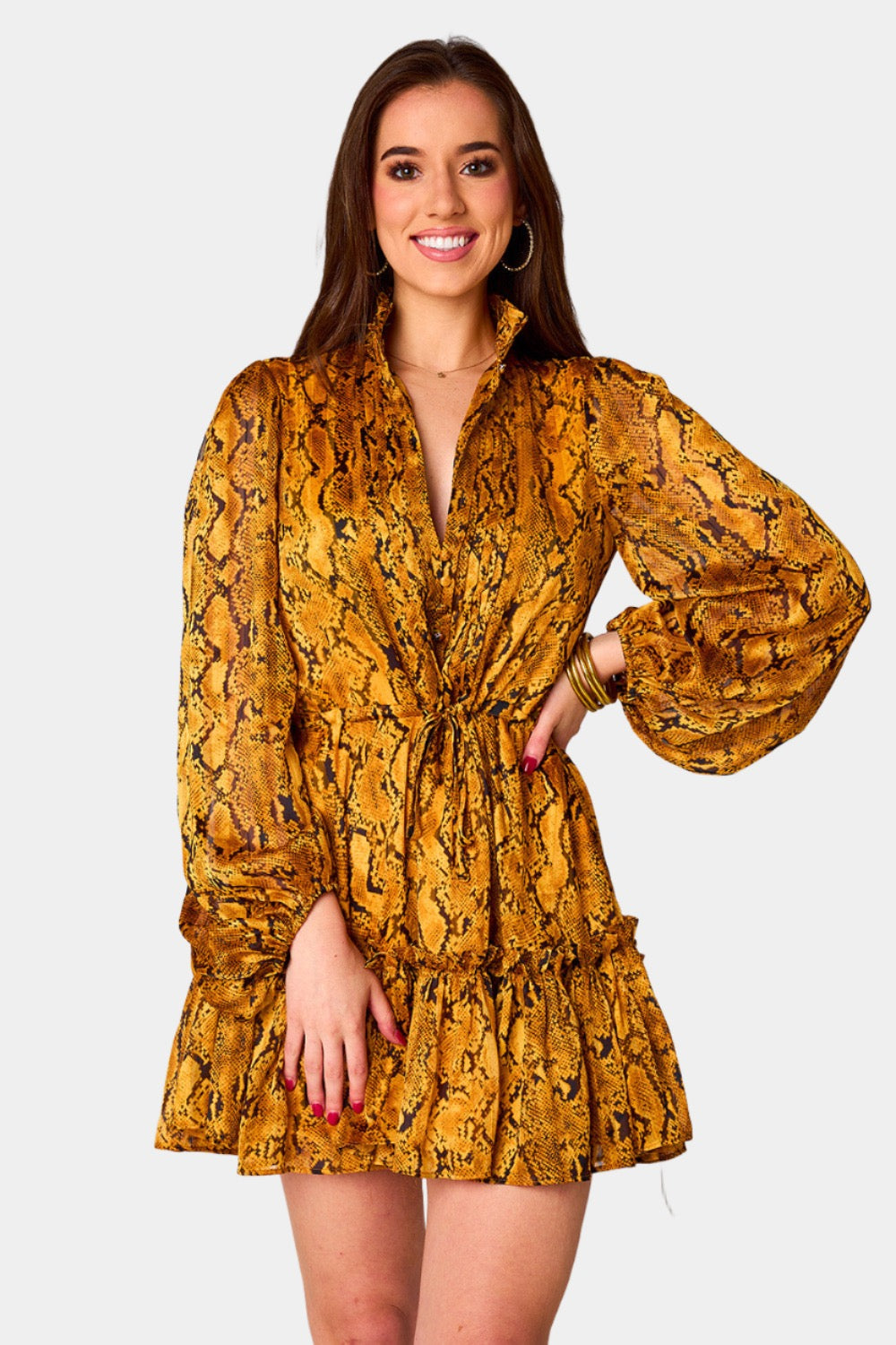 Tan Satin Snake Pint Drape Blazer Dress | PrettyLittleThing USA